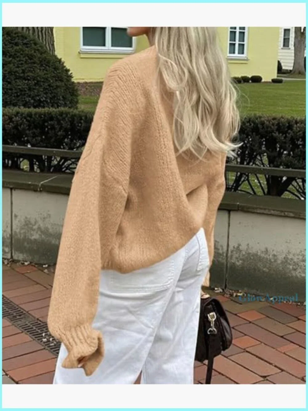 Cropped Cardigan Chunky Knit Ruffle Sleeves Button Down Oversized Fall - Picture 5 of 7